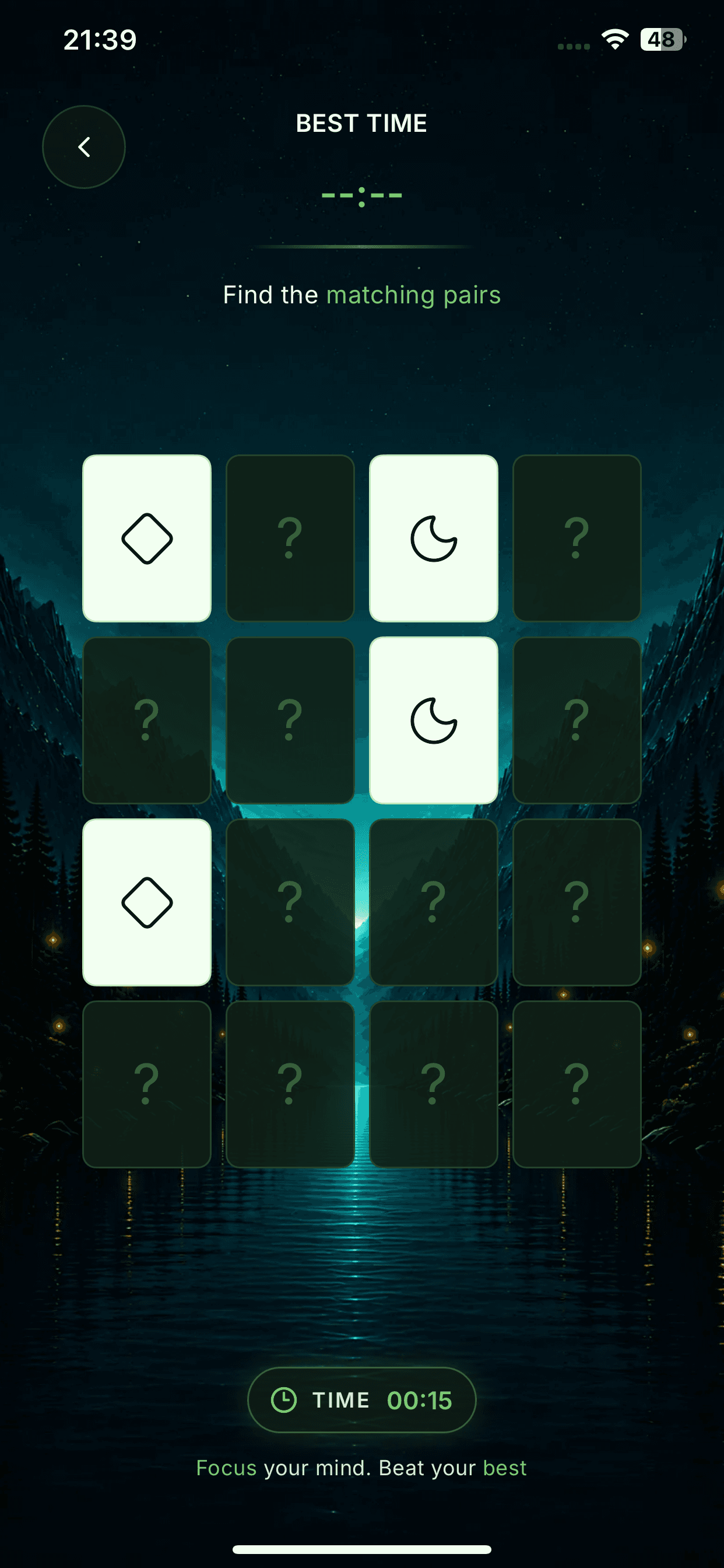 UrgeZero Memory Match focus game with pairs of symbols